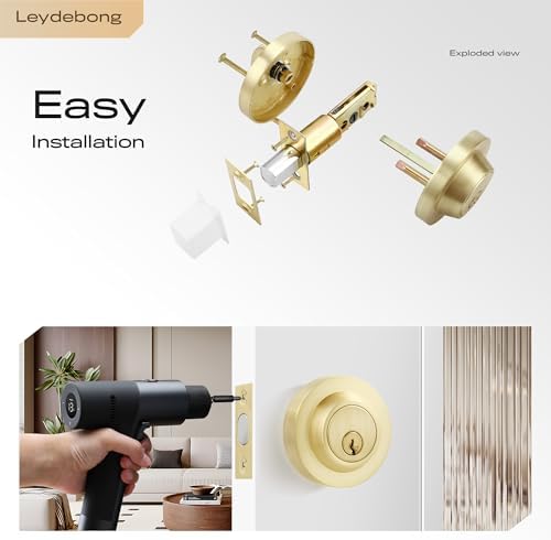 Leydebong Crystal Glass Door Knob with Deadbolt Lock Set