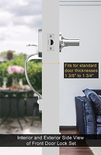Goldenwarm Front Door Handle Set - Brushed Nickel