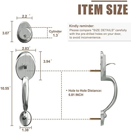 Natsukage Front Door Handle Set with Deadbolt Lever