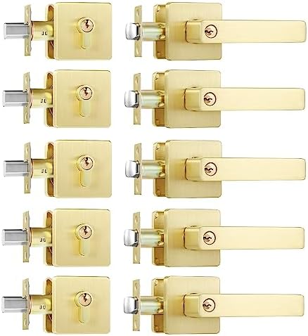 Leydebong 5-Piece Gold Door Handle Set