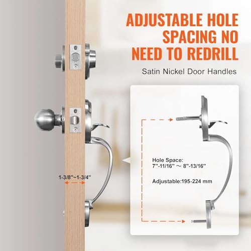 Adjustable SATIN Nickel Front Door Lock Set Durable Installable