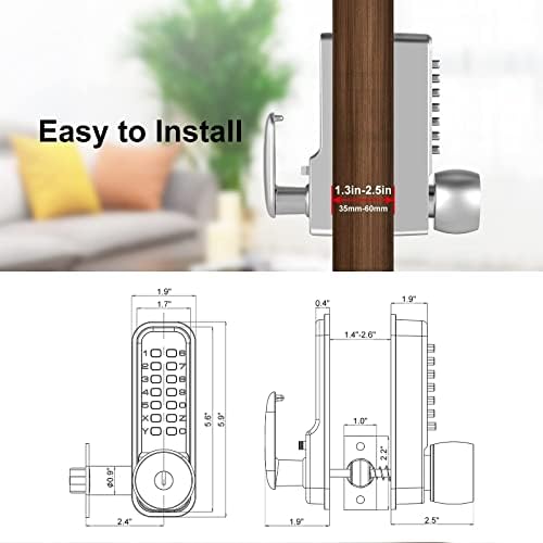 Mechanical Keyless Door Lock with Dual-Use Password Easy Install