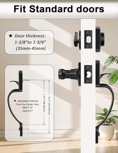 Tinewa Matte Black Front Door Handleset with Reversible Lever