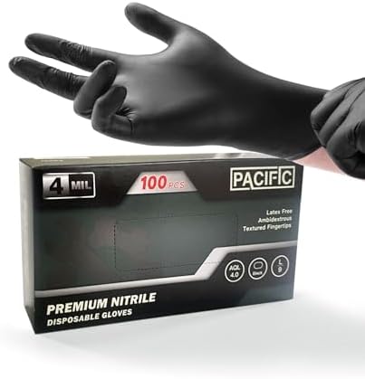 4 Mil Nitrile Gloves Black Latex-Free Food-Safe