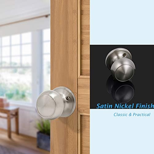 2-Piece Dummy Door Knobs Set Pull Push Function Satin NickelFinish