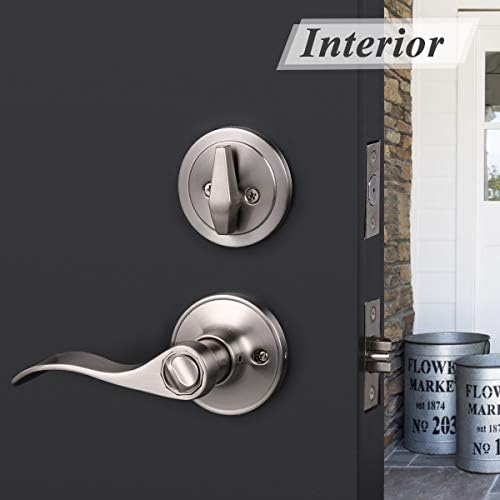 Probrico 4-Piece Satin Nickel Entry Lever Deadbolt Set