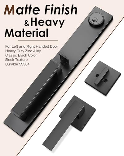 Modern Exterior Door Handle Set Matte Black