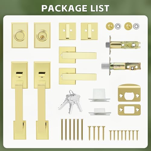 Moquin Double Front Door Lock Set - Polished Brass