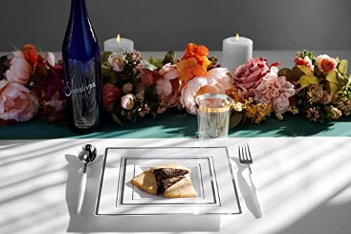 party plates disposable white with silver rim