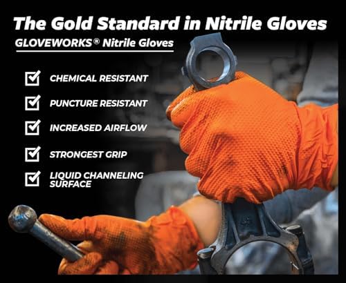 HD Orange Nitrile Gloves for Mechanics straight to your door