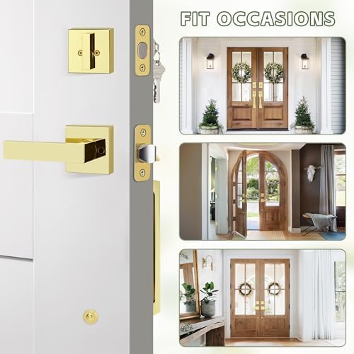 Moquin Double Front Door Lock Set - Polished Brass