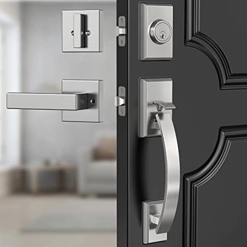 entre door lock set Sliver front door handle and deadbolt set