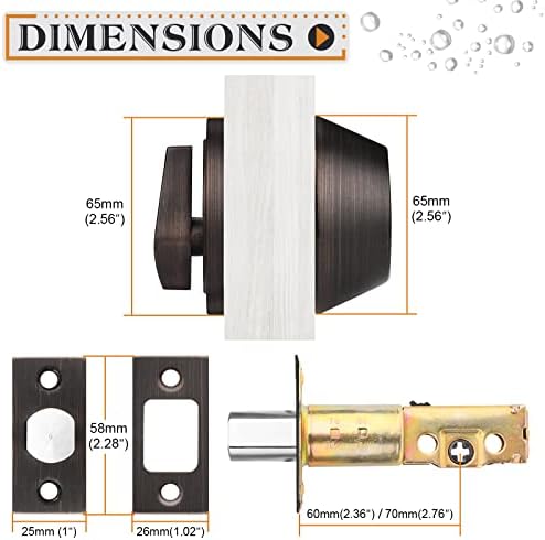 Probrico 2-Pack Keyed Alike Single Cylinder Deadbolts Oil Rubbed Bronze Combo Packs