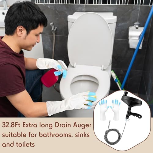Drain Auger 33FT Speedy Pipe Cleaners for Sink Shower Bathroom