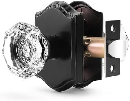 Orger Passage Door Knob Clear Glass with Black Rosette 1 Pack