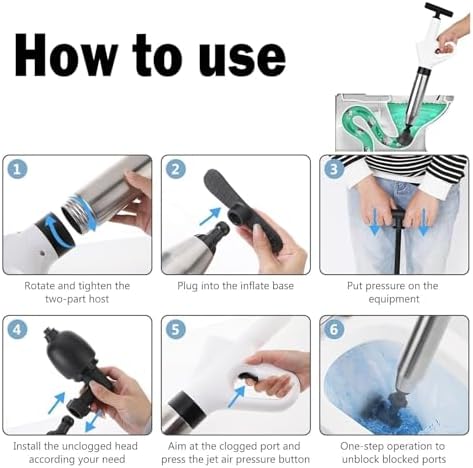 Klusj Pneumatic Floor Drain Unclogging Tool White