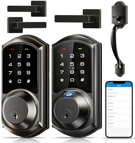 Smart Door Lock with Fingerprint App Unlock for Home Security