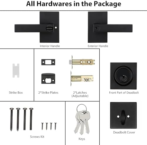 Haidms Black Exterior Door Lock Set
