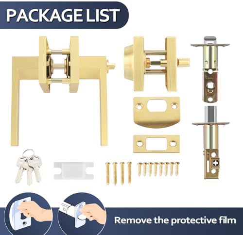 EHOMEWARE Entry Door Handle Set - Satin Brass Heavy Duty