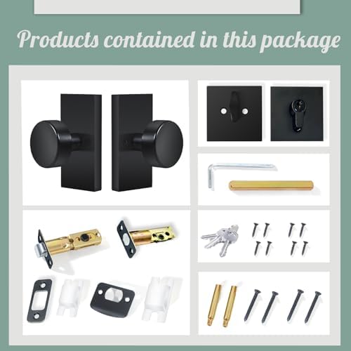 Matte Black Door Knob with Deadbolt Lock Set for paso