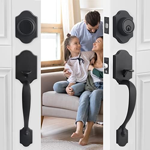 Natsukage Matte Black Double Door Handle Set 1