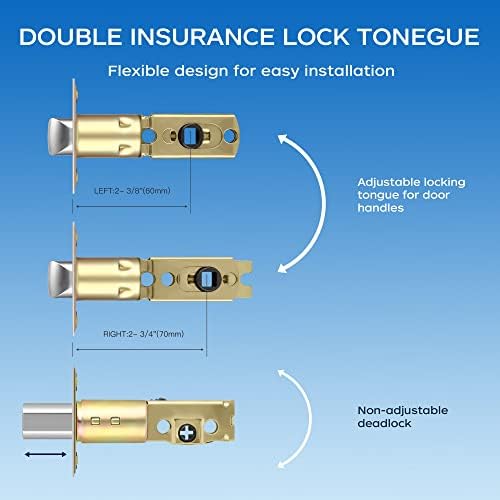 Leydebong3-Pack Front Door Entry Lever Lockset with Keyed Deadbolt Gold Finish
