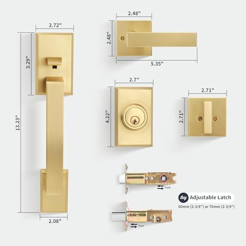 Gaurqiah Brushed Gold Handle Set Satin Brass