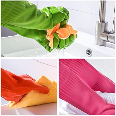 Durable Rubber Dishwashing Gloves for Kitchen Household Use