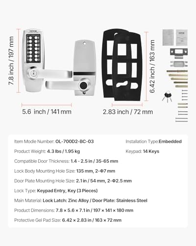 Secure Durable Mechanical Keyless Door Lock