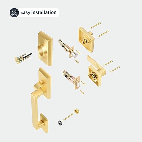 Gaurqiah Brushed Gold Handle Set Satin Brass