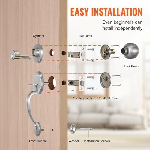 Adjustable SATIN Nickel Front Door Lock Set Durable Installable