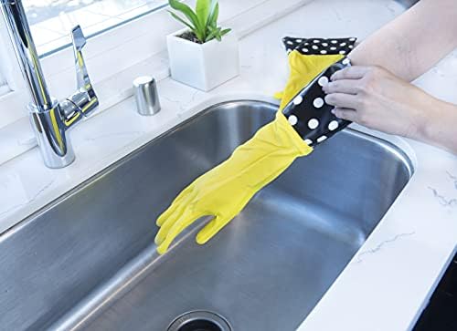 Evriholder Reusable Latex Gloves 3 Pairs Yellow Dishwashing Cleaning High-Quality
