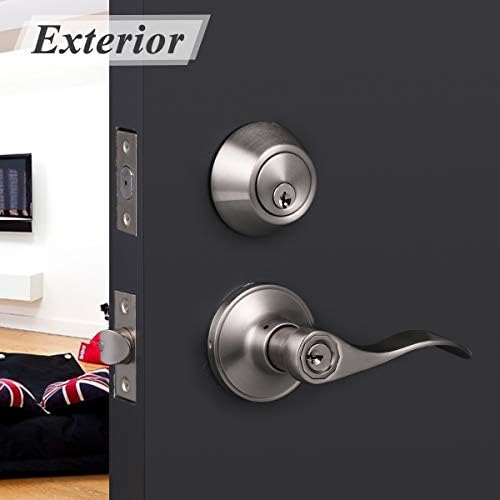 Probrico 4-Piece Satin Nickel Entry Lever Deadbolt Set