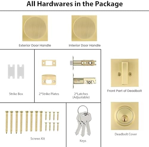 toxicms Gold Door Knob Set with Deadbolt Zinc-Alloy Finish
