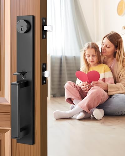 Modern Exterior Door Handle Set Matte Black