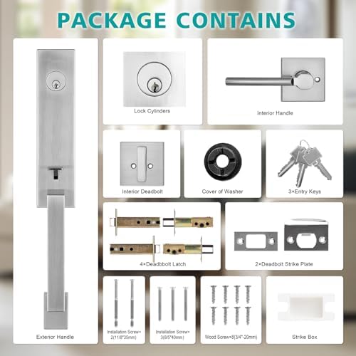 TOGU HS29D Front Door Handle Set with Deadbolt SATIN NICKEL