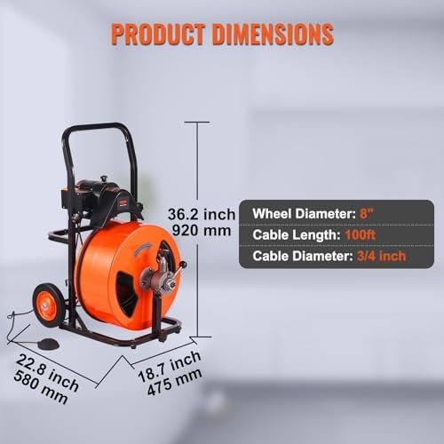 Efficient 100FT 34 Drain Snake for Easy Cleaning
