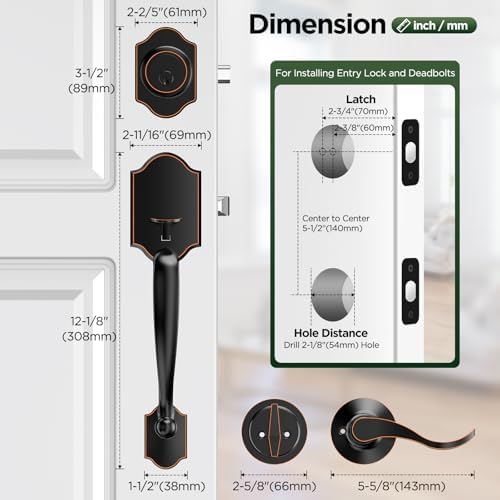 Strong Security Front Door Handle Set