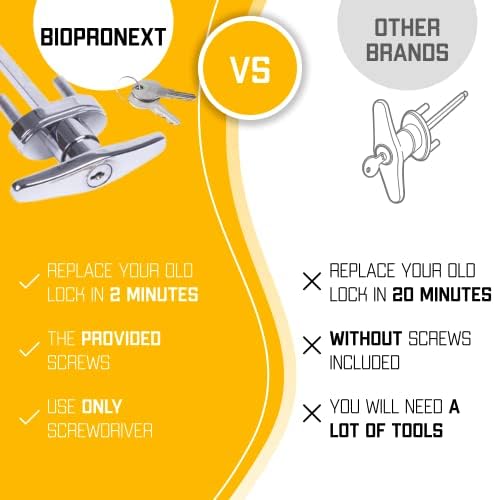 BIOPRONEXT garage door lock replacement kit with two keys and screws