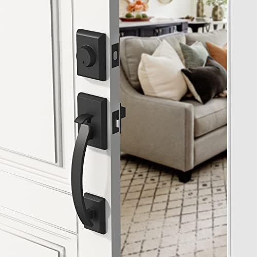GUA OYH Matte Black Front Door Handle Set