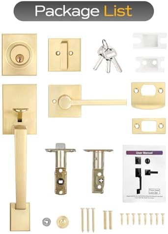 EHOMEWARE Gold Front Door Handle Set