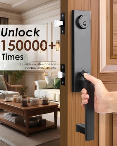 Modern Black Door Lock Set