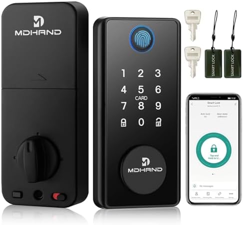 MDHAND Smart Fingerprint Deadbolt Lock Keyless Entry Front Door Security