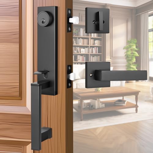 Modern Black Door Lock Set