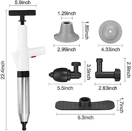 High-Pressure Stainless Steel Toilet Plunger with Real-Time Barometer 4 Heads