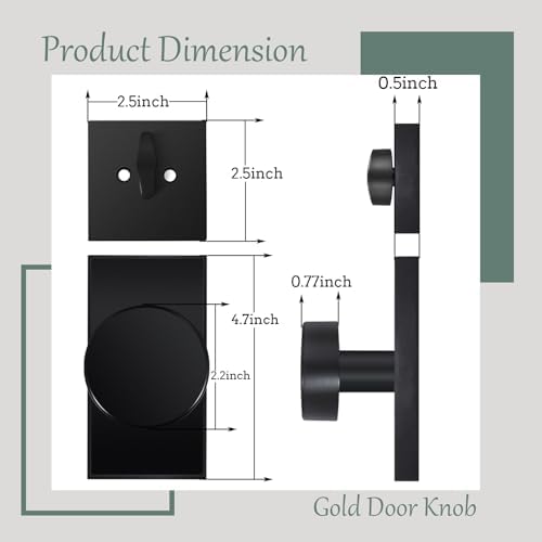 Matte Black Door Knob with Deadbolt Lock Set for paso