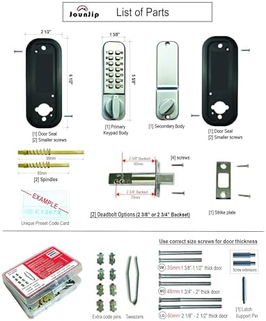 JOUNJIP Deadbolt Keyless Entry Door Lock Secure with No Code