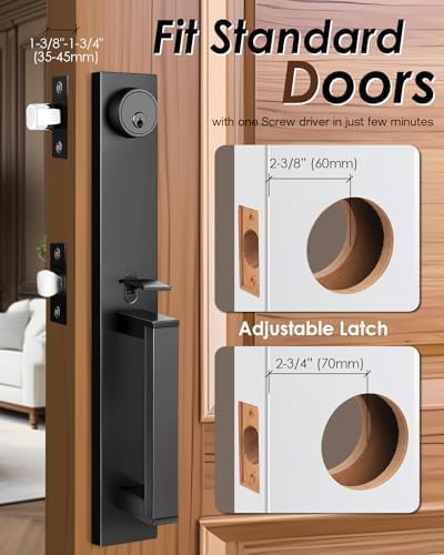 Modern Exterior Door Handle Set Matte Black