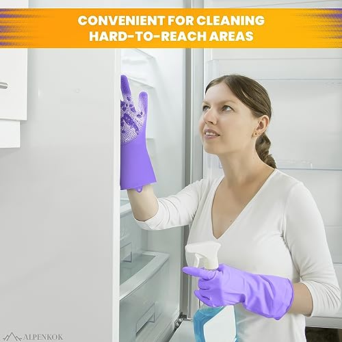 Durable Silicone Dish Scrub Gloves for Women Bristle-Driven Cleaning