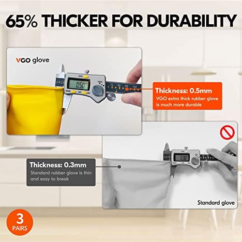 Vgo 3-Pairs Reusable Gloves Thick Durable